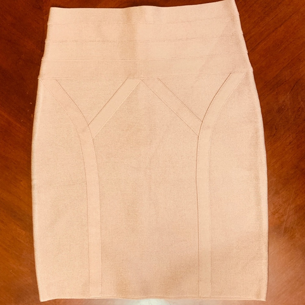 BEBE Highwaist Bandage Skirt (Nude/Beige)